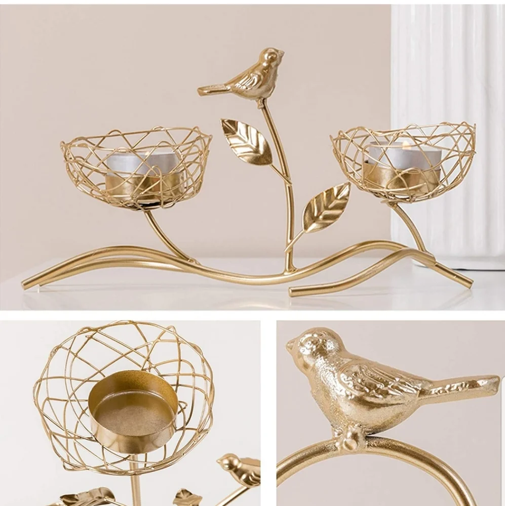 - Bird candle holder with 2 tealight candles